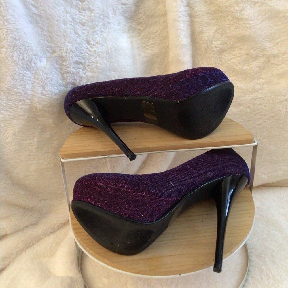 Elegant Burgundy/Purple Glitter High Heels - Picture 5 of 5